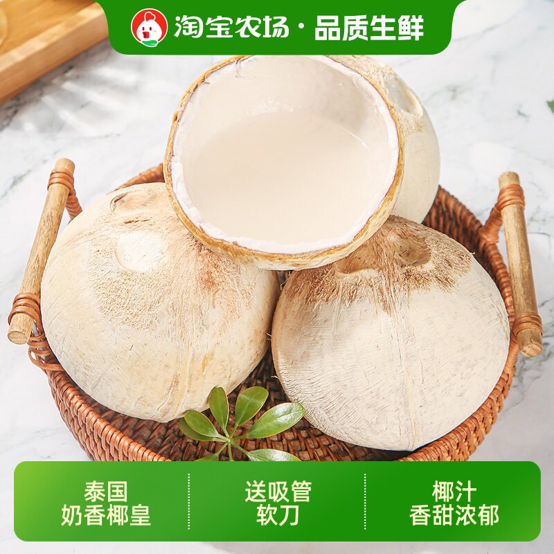 泰国椰皇新鲜椰子当季整箱椰王进口丹嫩沙多包邮椰青椰肉椰汁香水