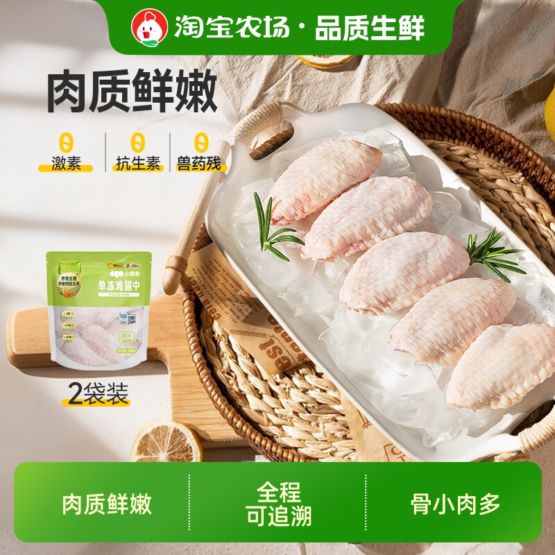 小黄象鸡翅中新鲜冷冻鸡翅中生鲜食材鸡肉鸡中翅制品鸡腿农场食品