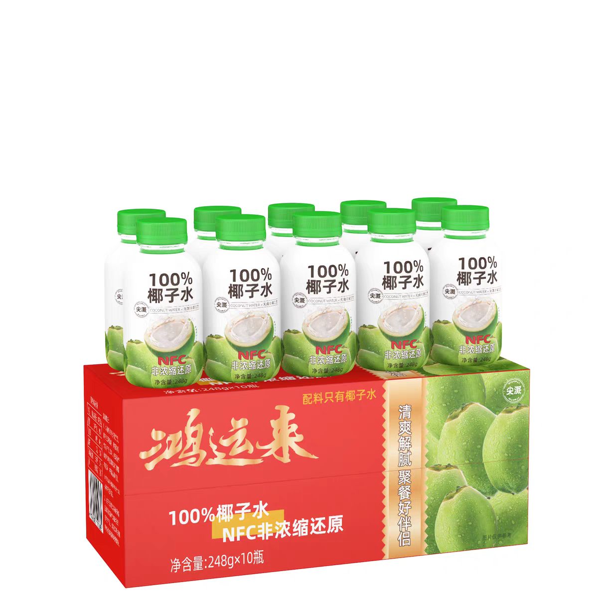 尖派椰子水248g盒0脂椰青水电解质非浓缩椰水10瓶礼盒装