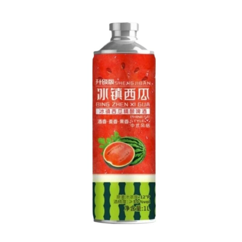 中式乌格冰镇西瓜啤酒1000m4罐高端茶啤西瓜味啤酒精酿整箱批发图片