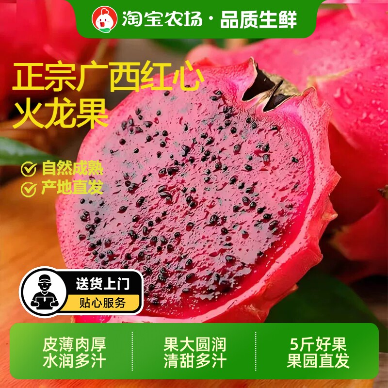 每天水果优选广西红心火龙果当季新鲜现摘大果精选农场正宗保存