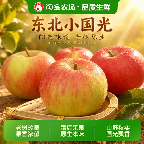 东北小国光苹果新鲜当季老品种富士冰糖心水果包邮9直发农场脆甜