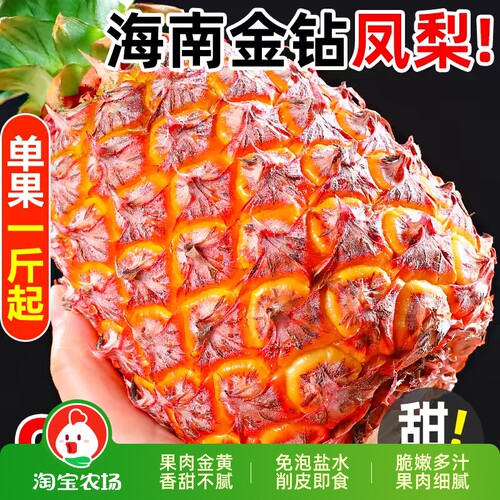 海南金钻凤梨新鲜水果正宗风梨当季菠萝特产削皮即食西瓜市场