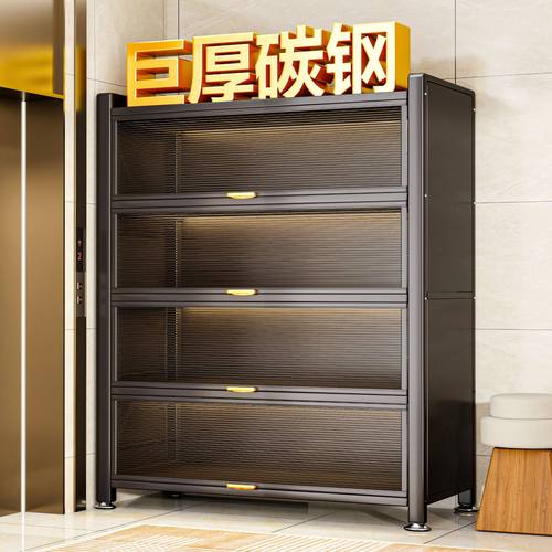 家用钢制鞋柜落地多层收纳柜储物柜入户玄关大容量上翻门置物柜子