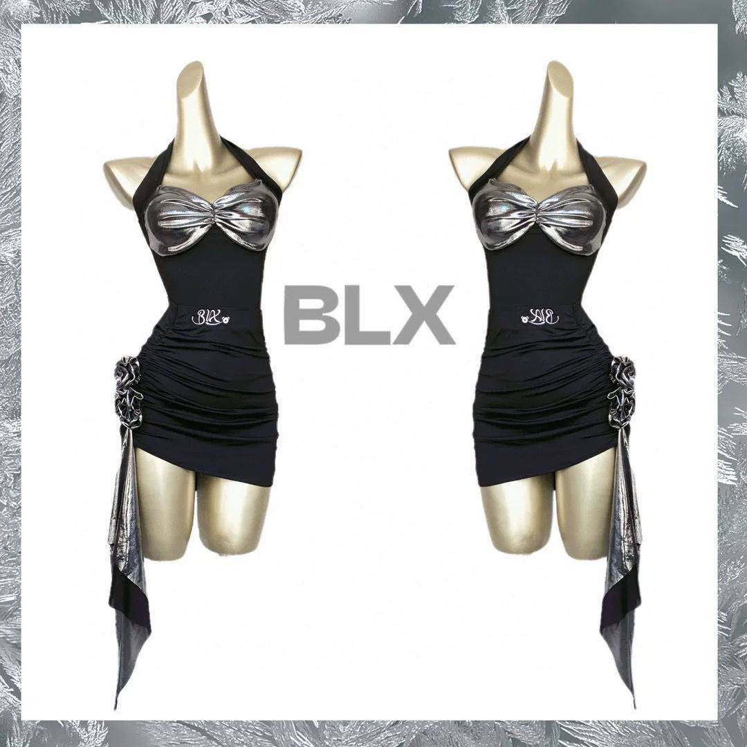 拉丁舞服上衣2025新款成人女练功服半身裙套装高级感夏季吊带黑色