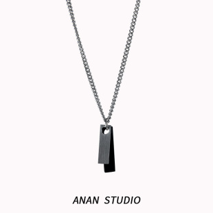 挂坠潮牌嘻哈百搭装 项链男潮双色吊坠男士 饰钛钢不掉色女 ANAN
