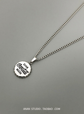 【ANAN】钛钢不掉色情侣土酷项链男女可乐吊坠瓶盖子ins网红蹦迪