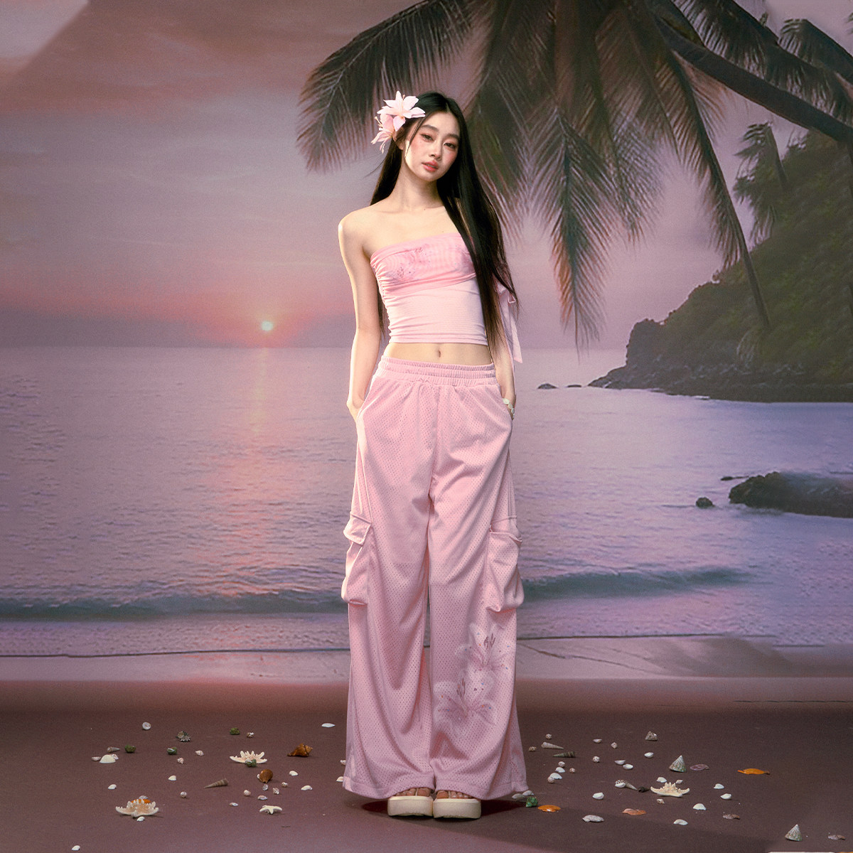 时尚套装女夏背心阔腿长裤两件套图片