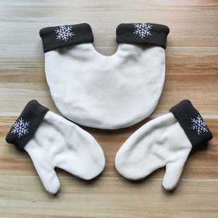 雪花白色情侣手套摇粒绒户外双层加厚保暖手套学生情侣牵手款