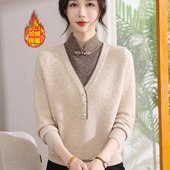 妈妈冬装 假两件加厚毛衣 中老年女装 旗袍领加绒保暖打底衫 2025新款