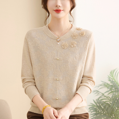 妈妈秋装洋气打底毛衣减龄上衣