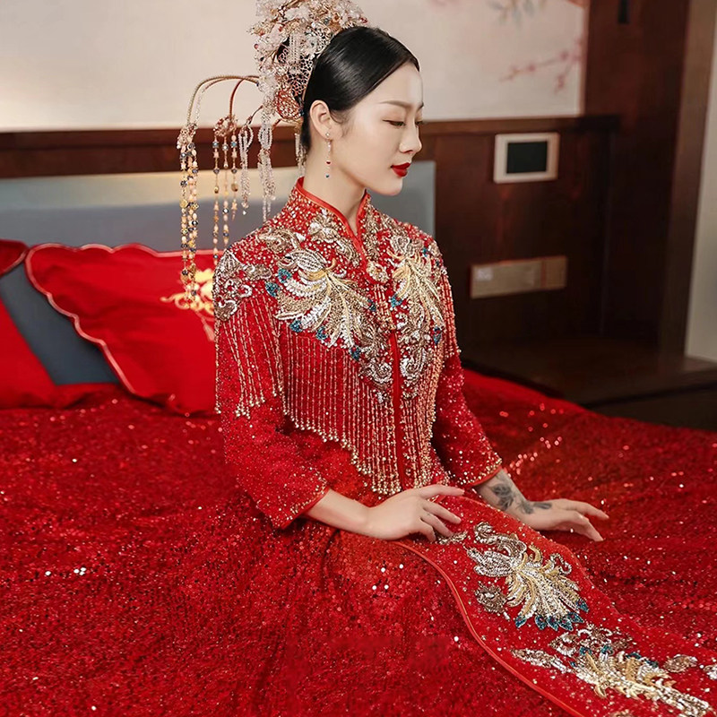 秀禾服出租龙凤褂2025新款中式结婚敬酒服高定出阁服烫卦皇出租