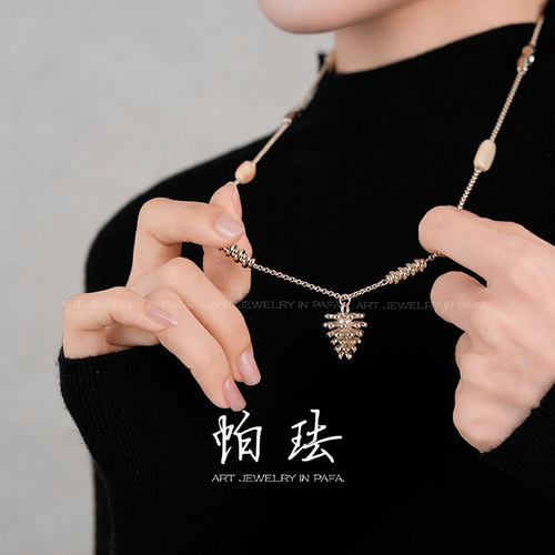 松果贝母分叉项链女款