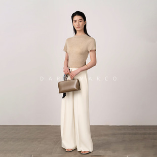 丝滑手感半高领莱赛尔羊毛修身短袖T恤凉感不易皱透气高弹女春夏