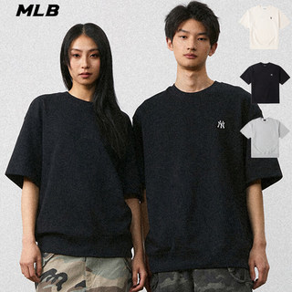 24新款MLB情侣短袖男女NY刺绣小标宽松卫衣式运动T恤3ARSB1243