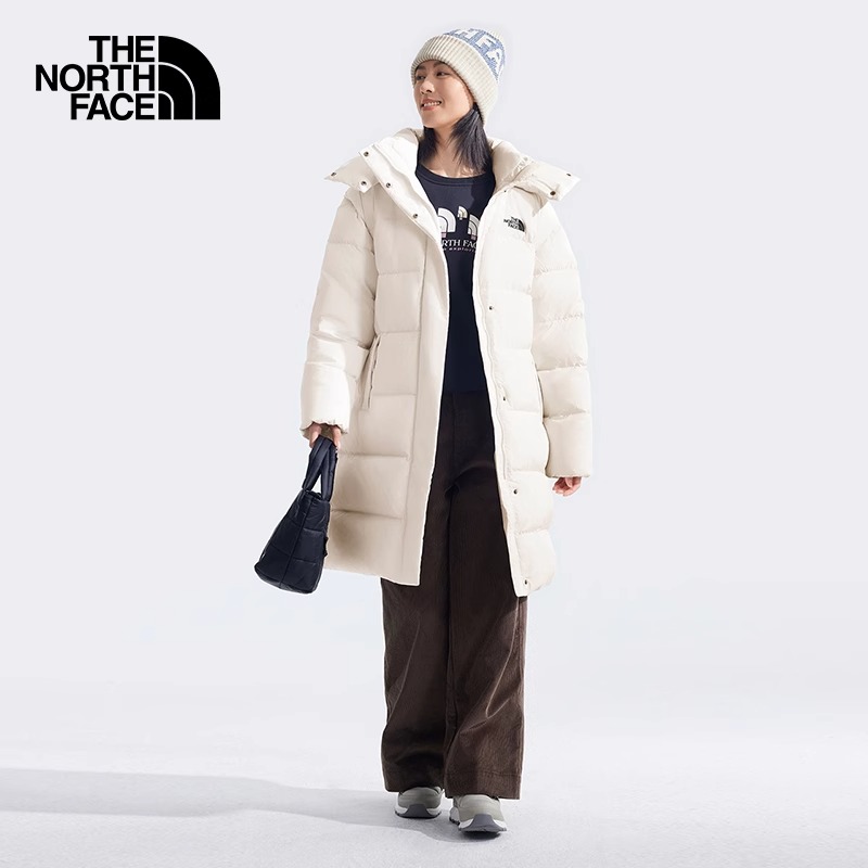 北面户外700蓬保暖长款羽绒服女