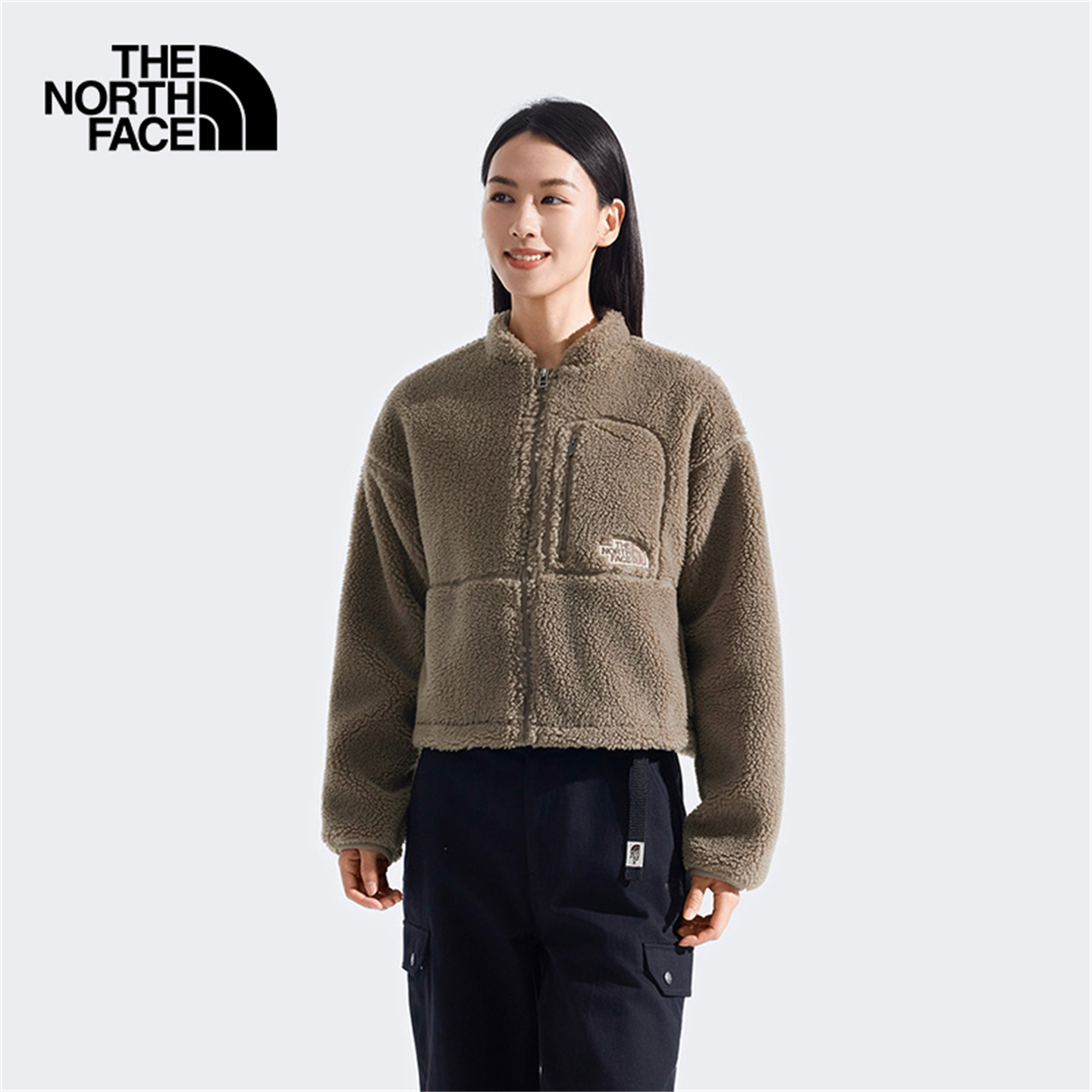北面女士户外防风保暖抓绒衣外套