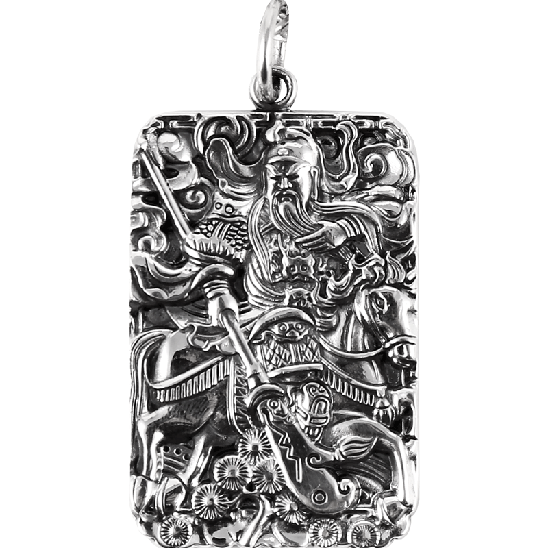 足银复古武财神关公男士礼物吊坠