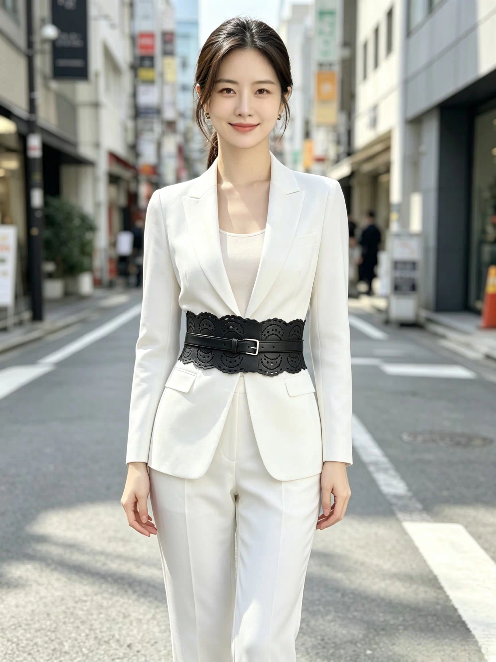 黑色镂空宽腰封女百搭西装连衣裙收腰神器复古塑形装饰腰带配饰