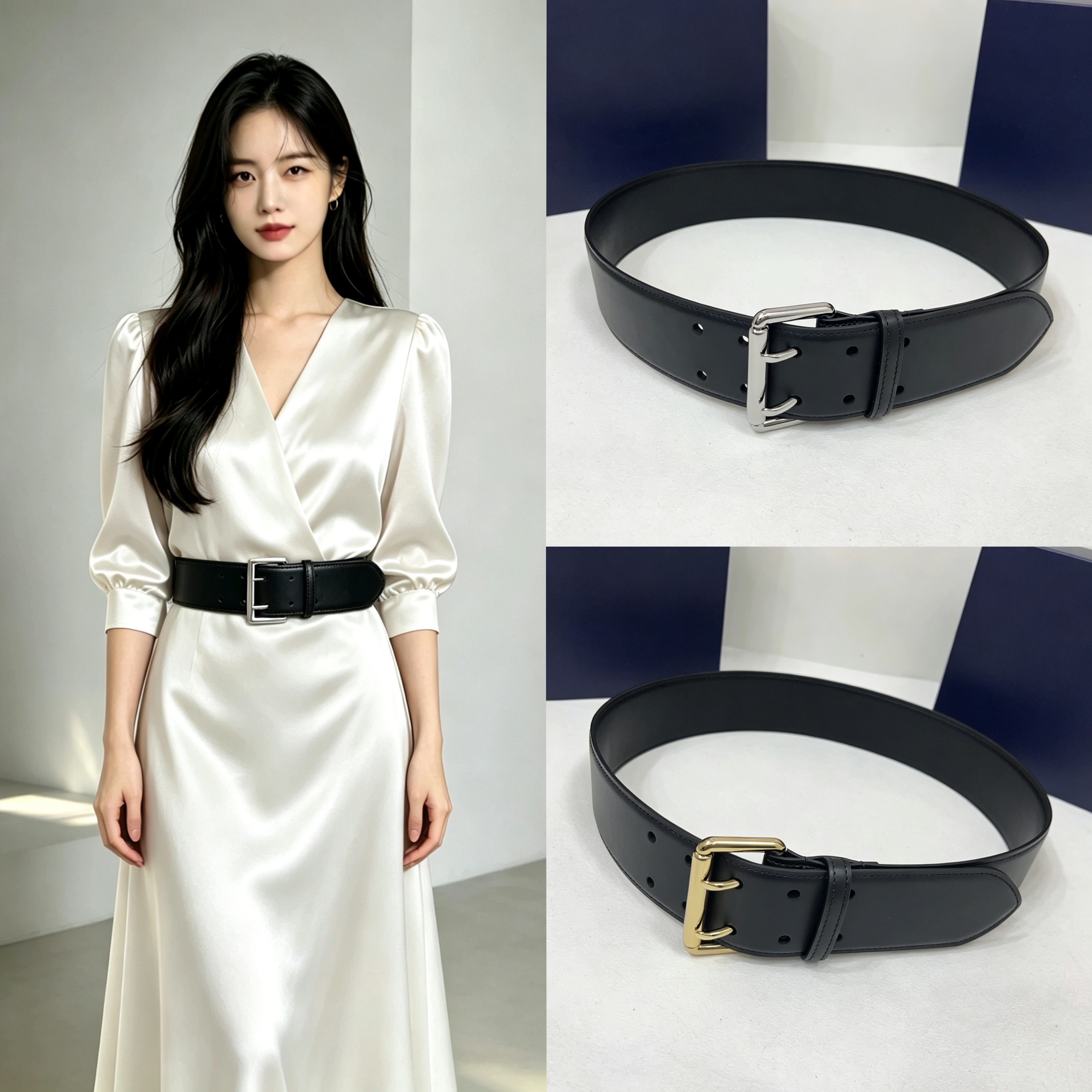 宽版针扣腰带女高级感真皮装饰腰封配西装连衣裙收腰百搭黑色皮带