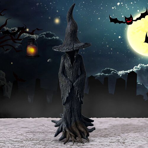 跨境Hand-Painted Enchanting Witch Statue万圣节女巫雕像桌摆件