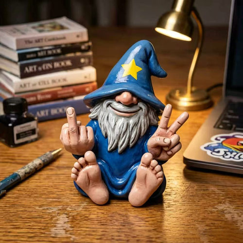 跨境新款Sassy Wizard Gnome Figurine傲娇巫师地精摆件家居装饰