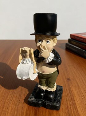跨境热款创意绅士纸巾架工艺品家居个性时尚树脂装饰人物摆件手工