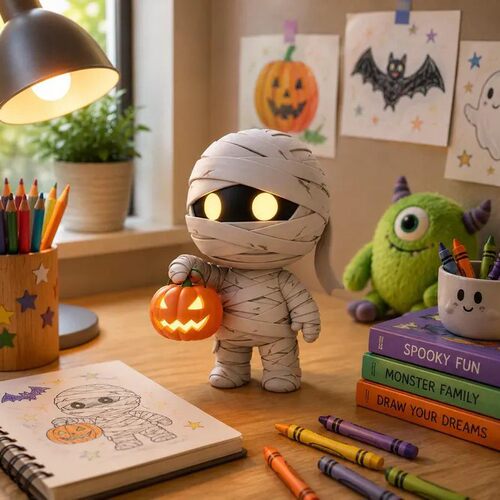 跨境新品 Halloween Pumpkin Light万圣节木乃伊南瓜灯工艺品摆件