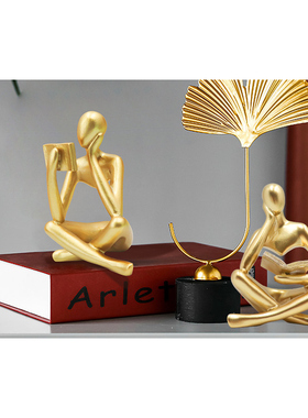 北欧风左思右想人物抽象树脂