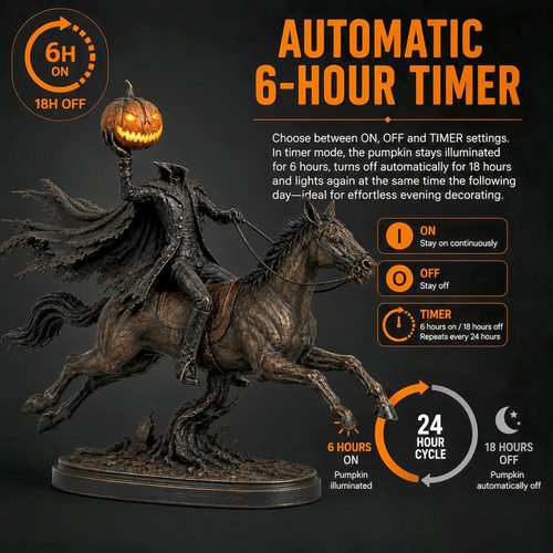 跨境新品 Headless Horseman Statue 发光无头骑士雕像树脂工艺品