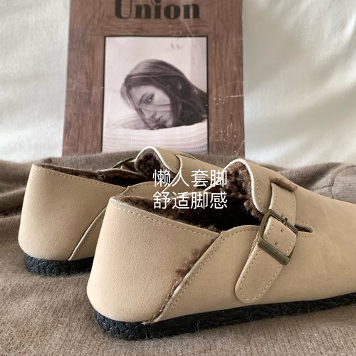 韩版ins加绒后跟可踩勃肯鞋