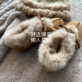勃肯鞋 长情温柔 INS兔毛绒高帮雪地靴女设计感气质软糯保暖棉鞋 冬