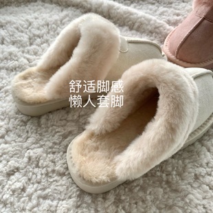 毛茸茸！厚实！显瘦又时髦~厚底增高毛毛雪地靴女冬保暖包头半拖