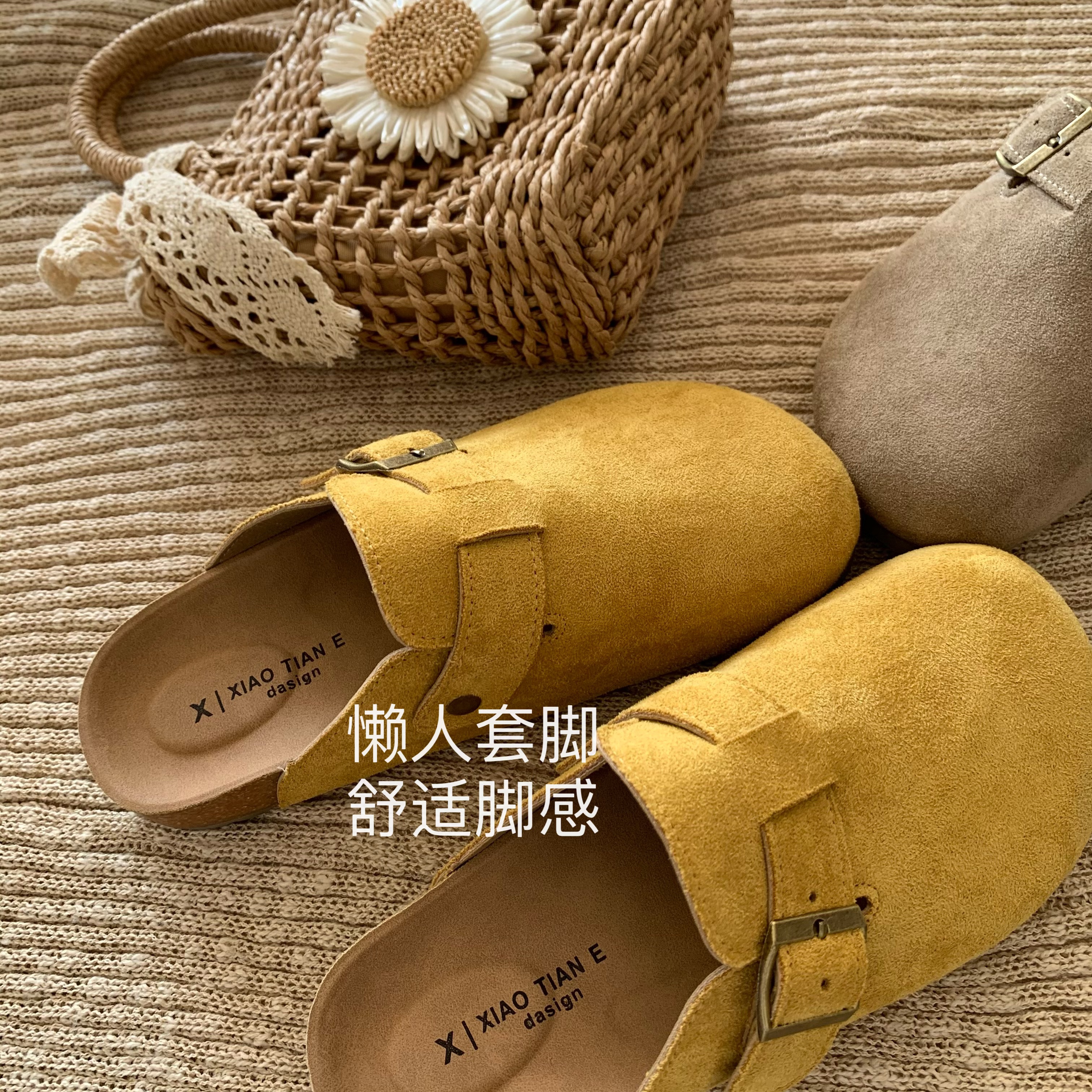 韩版ins女外穿春季平底勃肯拖鞋