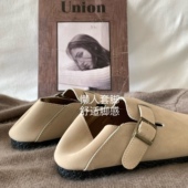 INS三喜同款 勃肯鞋 女网红钓鱼博肯鞋 自留款 百搭懒人一脚蹬小皮鞋