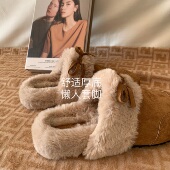 增高 光腿穿好看 INS露丝毛毛拖鞋 显瘦 仙女秋冬季 外穿勃肯棉拖