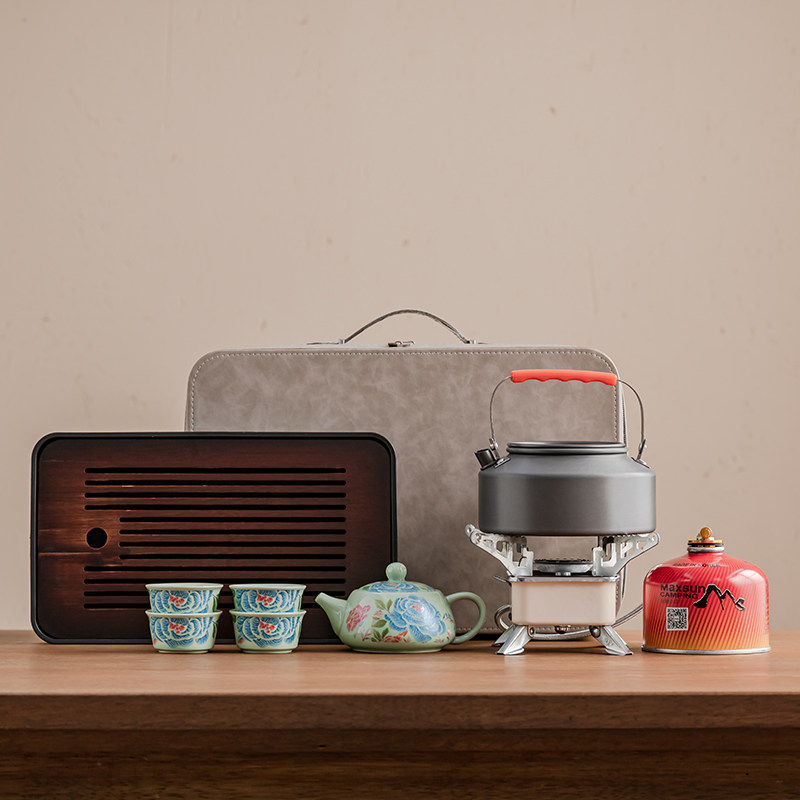青瓷牡丹提梁壶茶盘户外套装便携旅行包款含茶盘提梁壶品茗杯等户,餐饮具,旅行茶具,淘宝优惠券,粉丝福利购,淘宝优惠卷