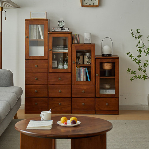 久沐森实木窄缝收纳柜斗柜橱防尘