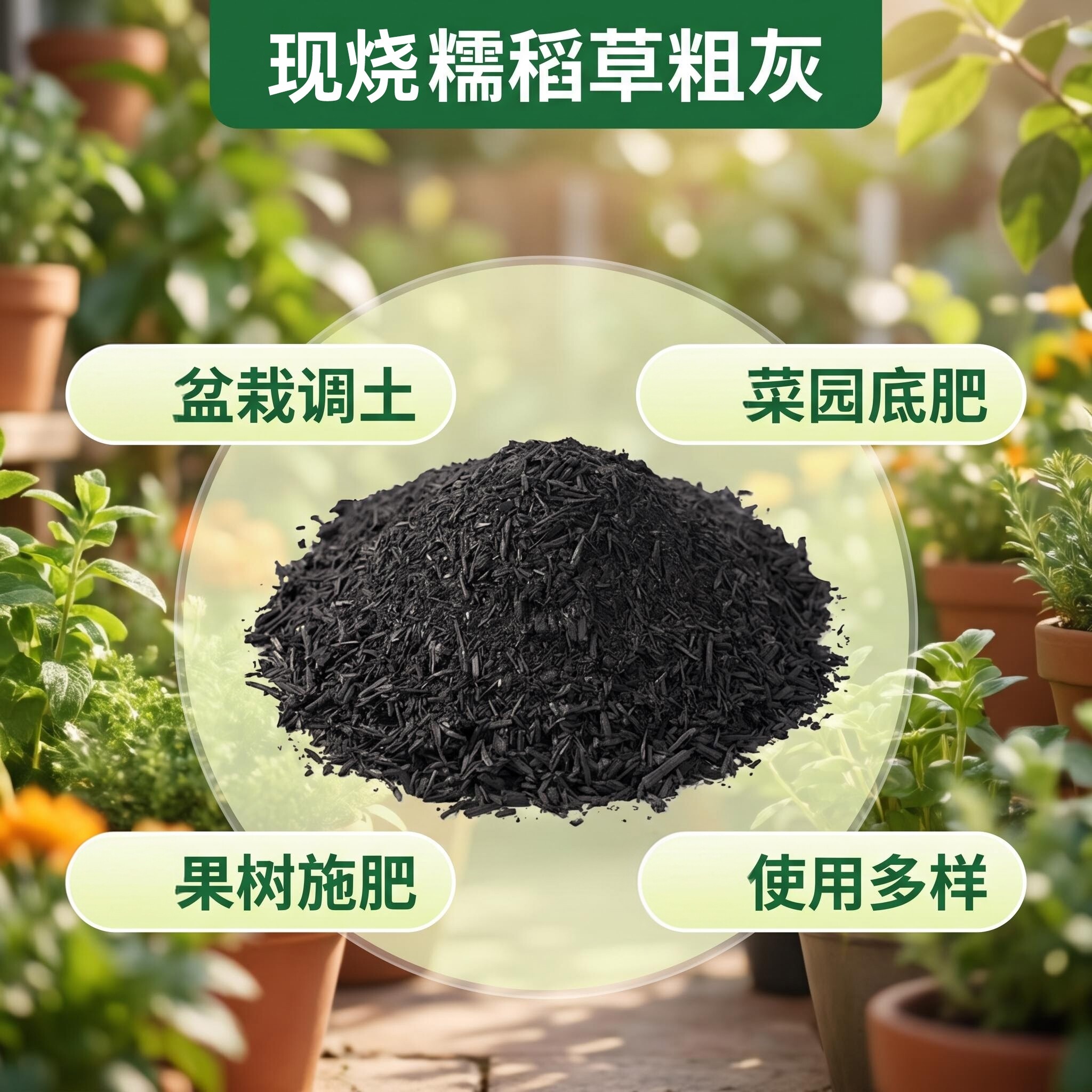 糯稻草粗灰农家草木灰种菜追肥
