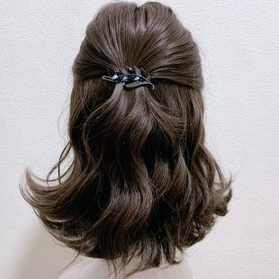 复古发夹森系树叶侧边刘海扣夹子气质水钻后脑勺一字夹青蛙扣发卡