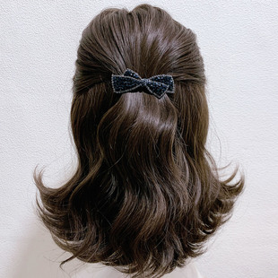 奢华水钻蝴蝶结发夹女高级感半扎发弹簧夹后脑勺发卡复古夹子头饰