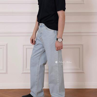 HolyMenBERTO直筒浅蓝水洗牛仔