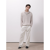 HolyMen Zegn Baruffa纱线100白蚕丝重奢拉链套头软糯毛衣