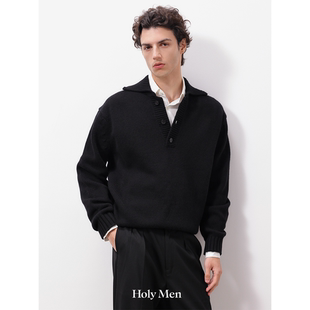 HolyMen 高智感扬子纱美丽诺纯羊毛翻领毛衣 25FW