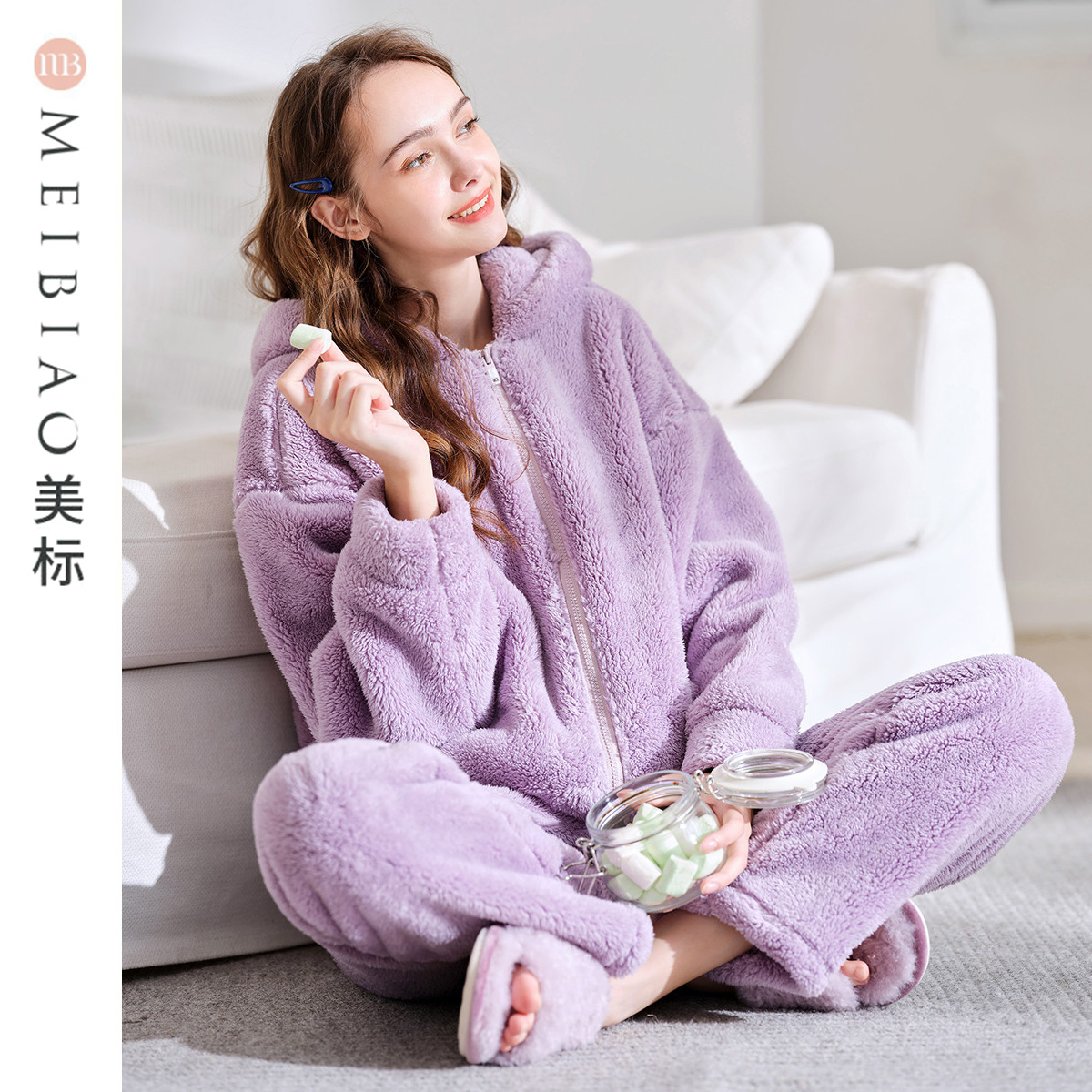 安妮芬秋冬新款女士珊瑚绒睡衣