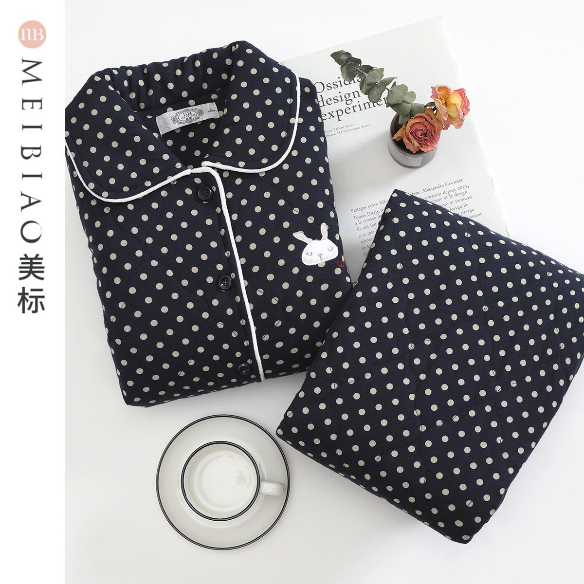 美标秋冬女士夹棉睡衣三层加厚保暖纯棉套装波点卡通家居服可外穿,女士内衣/男士内衣/家居服,睡衣/家居服套装,淘宝优惠券,粉丝福利购,淘宝优惠卷