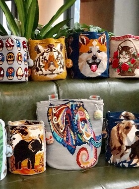 哥国wayuu瓦尤包特殊大象老虎狗精品单股双股编织斜跨民族风