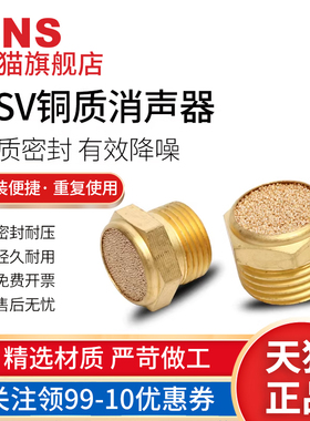 sns气动bsl电磁阀消声器psv-01平头排气psv-02铜1/2/3/4分1寸m5