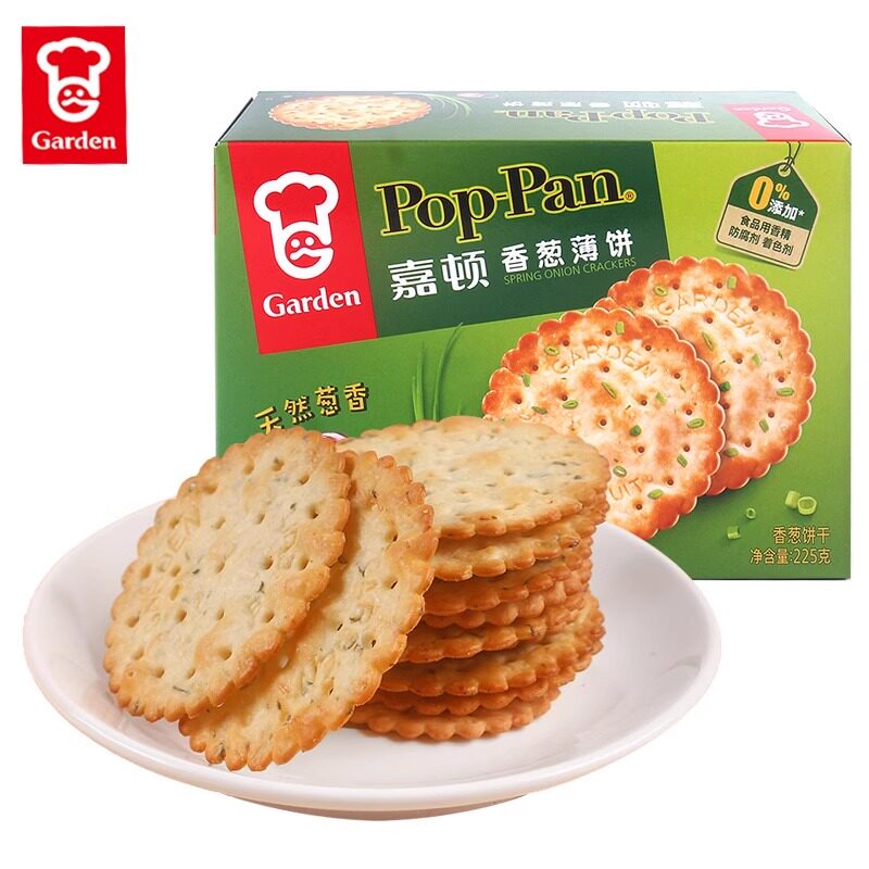 嘉顿香葱薄饼225g盒咸味葱油薄脆芝麻饼干办公室零食休闲食品