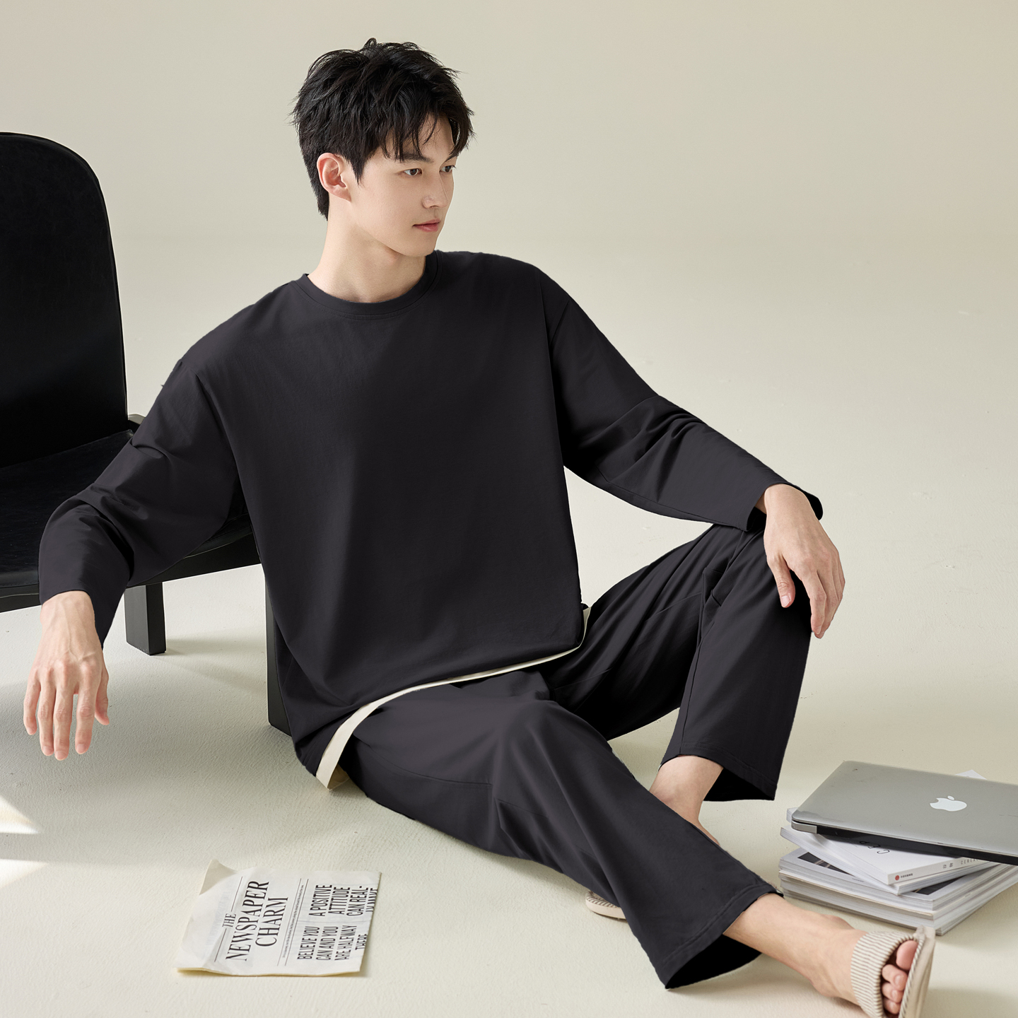 莫代尔亲肤睡衣男士春秋款